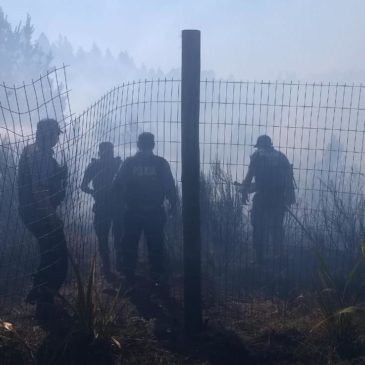 Intensa labor policial en un incendio desatado cerca de un barrio