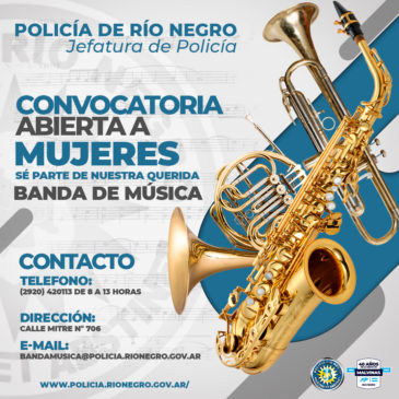 La Policía de Río Negro abrió una convocatoria para que mujeres se integren a la Banda de Música