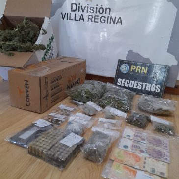 Se incautó marihuana y municiones en un allanamiento en Villa Regina