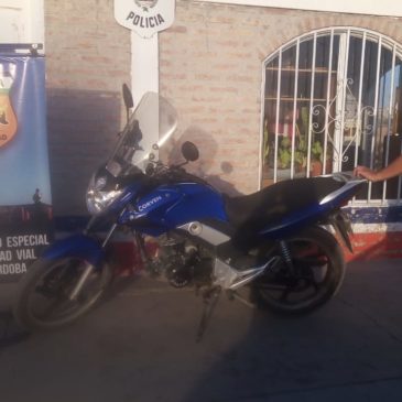 Policía retuvo una motocicleta en Paso Córdoba