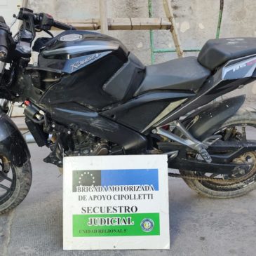 Se incautó una motocicleta con irregularidades en Cipolletti