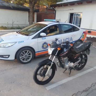 Fue recuperada una moto que había sido sustraída en Neuquén