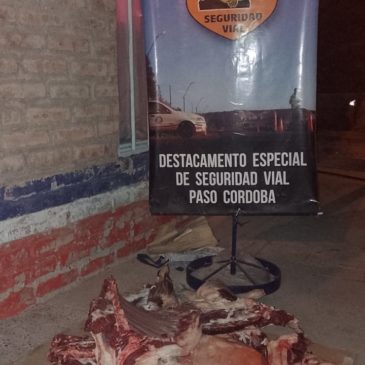 Seguridad Vial secuestró 35 kilos de carne y un arma de fuego en Paso Córdoba