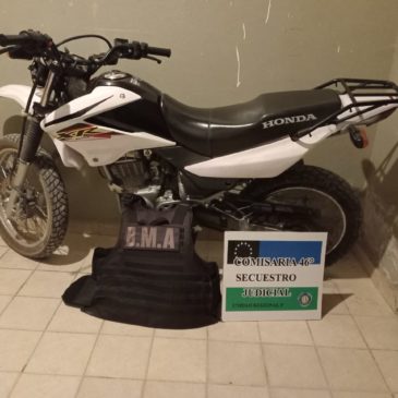 Contralmirante Cordero: la Policía recuperó una moto robada a un trabajador de prensa de Neuquén