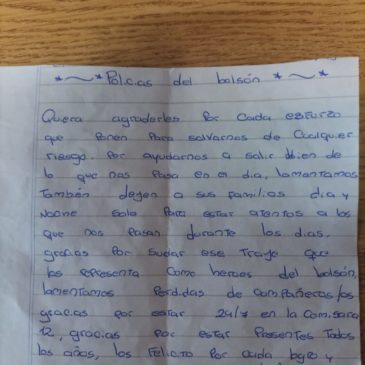 A través de una emotiva carta, una nena valoró el trabajo que realiza la Policía en El Bolsón