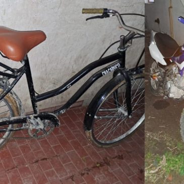 Aprehensión y recuperación de bicicletas y moto robadas