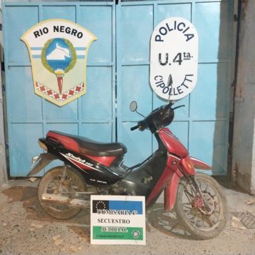 Cipolletti: recuperan moto robada y detienen al autor del hecho