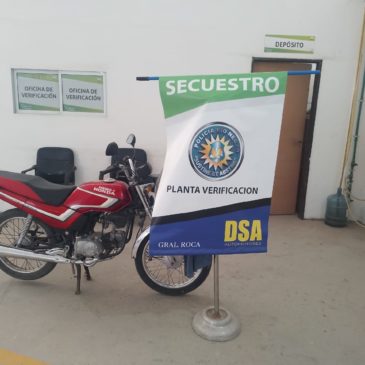 La Policía secuestró una moto con irregularidades en la Planta de Verificación de Roca