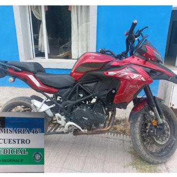 Contralmirante Cordero: Policía incautó una moto con pedido de secuestro desde Neuquén